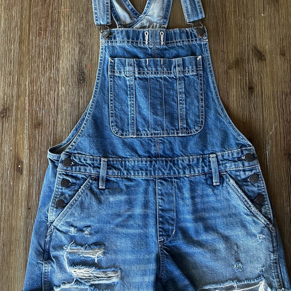 Abercrombie & Fitch Light Blue Denim Overalls
